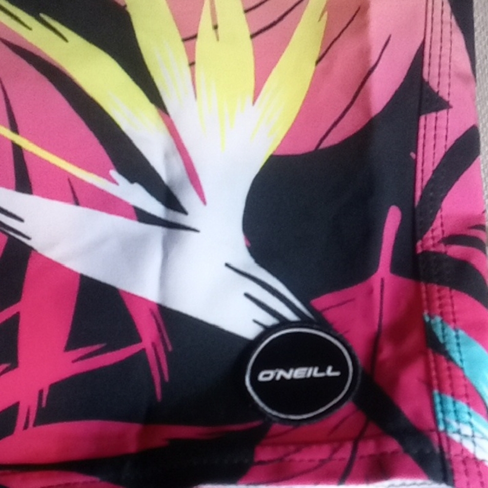 O'Neill Pink and Yellow Graphic Board Shorts
